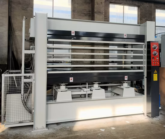 120t folheado de madeira para carpintaria, piso de porta HPL hidráulico automático, laminação de melamina, prensa de aquecimento de óleo quente, máquina prensadora de moldagem