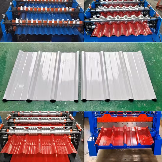Revestimento de parede na China Perfil de aço de camada dupla Telhado de metal de zinco Prensa de telha vitrificada Ferro Dobra de chapa metálica Fazendo rolo de telhado frio Preço da máquina formadora